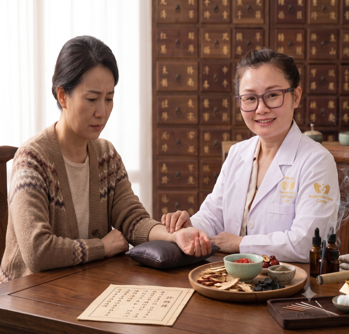 TCM acupuncture treatment for menopause hot flashes and insomnia relief